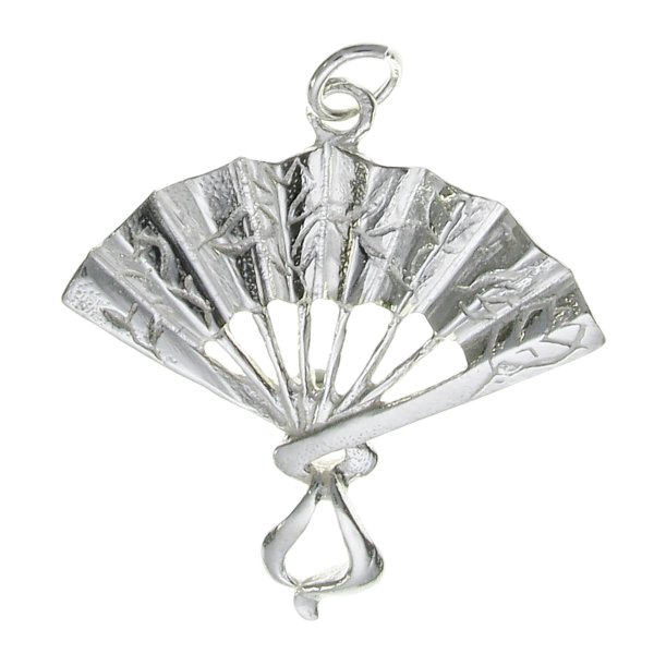1 x Sterling SILVER fan Charm / pendant 24x22mm