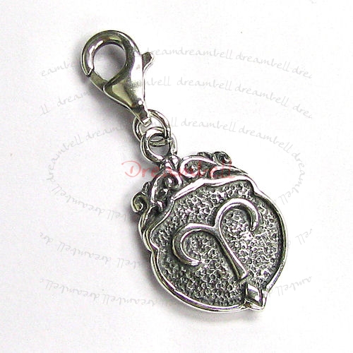 Sterling Silver horoscope Aries Dangle Pendant for European Lobster Clip on Charm