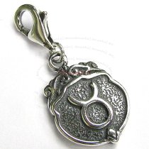 Sterling Silver horoscope Taurus Dangle Pendant for European Lobster Clip on Charm