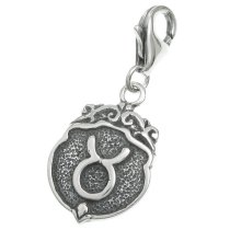 Sterling Silver horoscope Taurus Dangle Pendant for European Lobster Clip on Charm