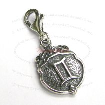 Sterling Silver horoscope Gemini Dangle Pendant for European Lobster Clip on Charm
