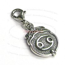 Sterling Silver horoscope Cancer Dangle Pendant for European Lobster Clip on Charm