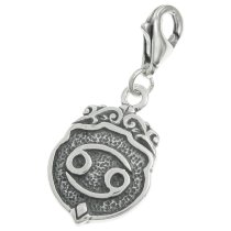 Sterling Silver horoscope Cancer Dangle Pendant for European Lobster Clip on Charm