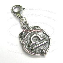 Sterling Silver horoscope Libra Dangle Pendant for European Lobster Clip on Charm