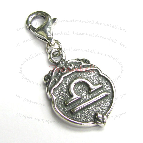 Sterling Silver horoscope Libra Dangle Pendant for European Lobster Clip on Charm