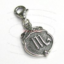 Sterling Silver horoscope Scorpio Dangle Pendant for European Lobster Clip on Charm