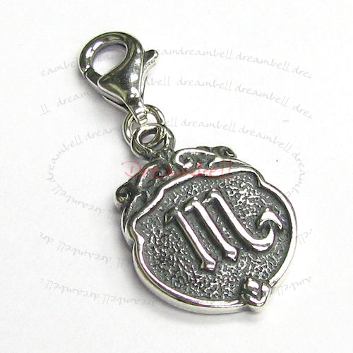 Sterling Silver horoscope Scorpio Dangle Pendant for European Lobster Clip on Charm