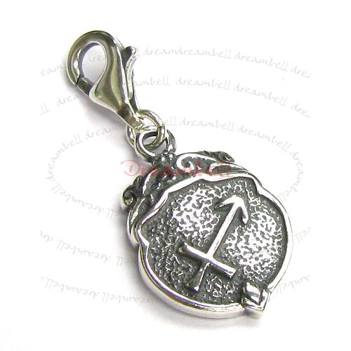 Sterling Silver horoscope Sagittarius Dangle Pendant for European Lobster Clip on Charm
