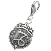 Sterling Silver horoscope Capricorn Dangle Pendant for European Lobster Clip on Charm