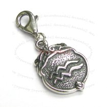 Sterling Silver horoscope Aquarius Dangle Pendant for European Lobster Clip on Charm