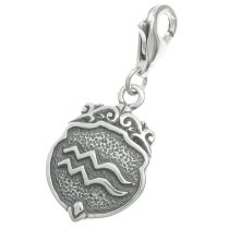 Sterling Silver horoscope Aquarius Dangle Pendant for European Lobster Clip on Charm