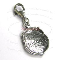 Sterling Silver horoscope Pisces Dangle Pendant for European Lobster Clip on Charm