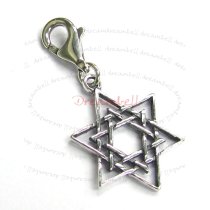 1x Sterling silver Magic Star of David Dangle Pendant for European Lobster Clip on Charm