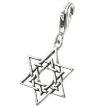1x Sterling silver Magic Star of David Dangle Pendant for European Lobster Clip on Charm