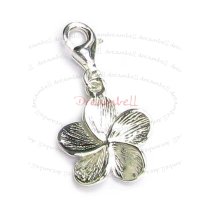 Sterling Silver Flower Dangle Charm Pendant for European Lobster Clip on Charm