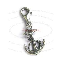 Sterling Silver Anchor Dangle Charm Pendant for European Lobster Clip on Charm