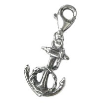 Sterling Silver Anchor Dangle Charm Pendant for European Lobster Clip on Charm
