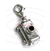 Sterling Silver Cute Camera Dangle Pendant for European Lobster Clip on Charm