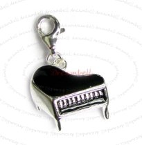 Sterling Silver Piano Enamel Dangle Pendant for European Lobster Clip on Charm