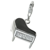 Sterling Silver Piano Enamel Dangle Pendant for European Lobster Clip on Charm