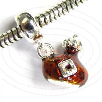 Sterling Silver Perfume Red Crystal Dangle Bead for European Charm Bracelets