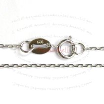 1x Rhodium plated Sterling Silver oval ring ROLO Link Cable Chain Necklace 18″