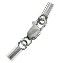 Rhodium Sterling silver 2mm Leather Cord end cap lobster clasp