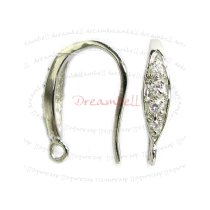 2x Rhodium over Sterling Silver Teardrop CZ Crystal Earring Earwire French