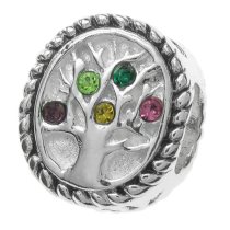 Sterling Silver Family Tree of Love Pink Rose Yellow Green Bead 10mm for European Charm Bracelets