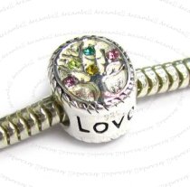 Sterling Silver Family Tree of Love Pink Rose Yellow Green Bead 10mm for European Charm Bracelets