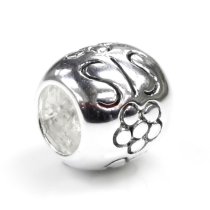 1x Sterling Silver Sis Sister Flower Bead for European Charm Bracelets