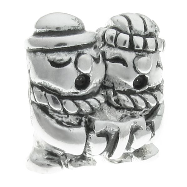 Sterling silver Snowman Singing Couple Bead for European Charm Bracelets