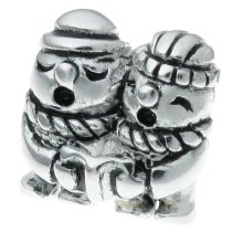 Sterling silver Snowman Singing Couple Bead for European Charm Bracelets