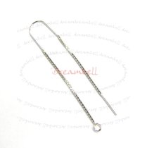 2x STERLING SILVER EAR WIRE THREAD with Bridge & JUMP RING EARWIRES 1.75″