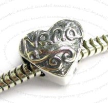 STERLING SILVER Antique HEART LOVE Nana Bead for European Charm Bracelets