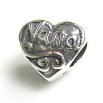 STERLING SILVER Antique HEART LOVE Nana Bead for European Charm Bracelets