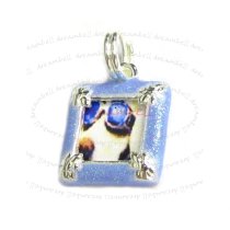 1x STERLING SILVER Flower Photo Frame Enamel Pendant Charm