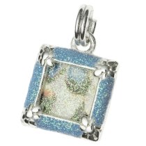 1x STERLING SILVER Flower Photo Frame Enamel Pendant Charm