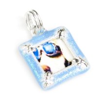 1x STERLING SILVER Flower Photo Frame Enamel Pendant Charm