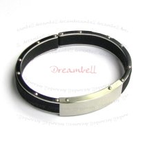 S. Steel Black silicon mat bar 8mm Wristband Bracelets 8″
