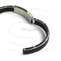 S. Steel Black silicon mat bar 8mm Wristband Bracelets 8"