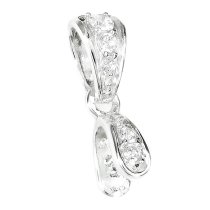 1 x Sterling Silverl Bail CZ Crystal Pinch in Pendant Clasp Connector Slider