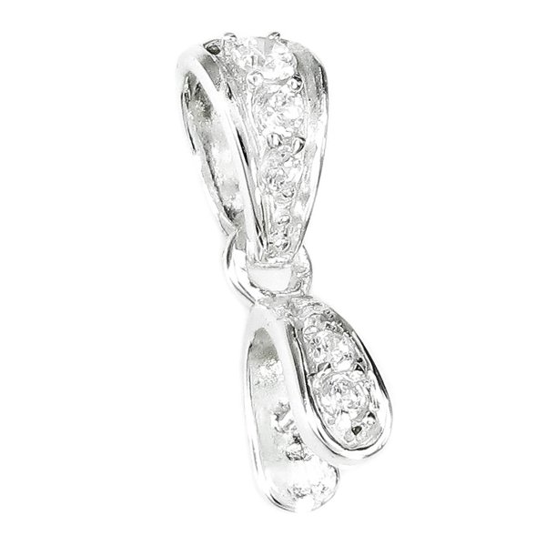 1 x Sterling Silverl Bail CZ Crystal Pinch in Pendant Clasp Connector Slider