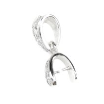 1 x Sterling Silverl Bail CZ Crystal Pinch in Pendant Clasp Connector Slider