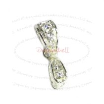 Sterling Silverl CZ Crystal Bail Pinch in Pendant Clasp Connector Slider