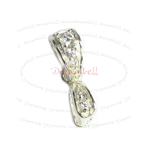 Sterling Silverl CZ Crystal Bail Pinch in Pendant Clasp Connector Slider