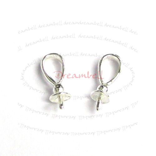 2x Sterling silver Ring Slide with 3mm cup pearl pendant Connector Bail