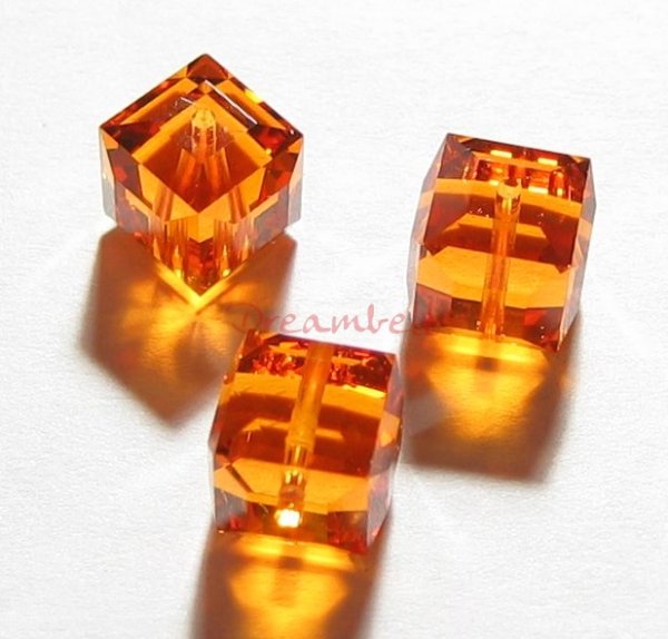 6x Swarovski Elements Crystal Cube Bead 5601 Topaz 4mm