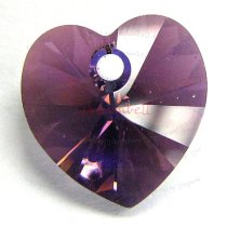 2 Swarovski Crystal Xilion Heart Charm pendant Amethyst AB 14mm 6228