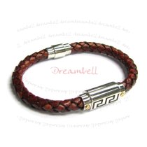 Stainless Steel Anti Brown Braided Bolo Leather Cord 6mm Magnetic Cuff Wristband Bracelets 8″